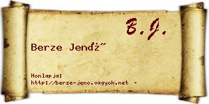 Berze Jenő névjegykártya